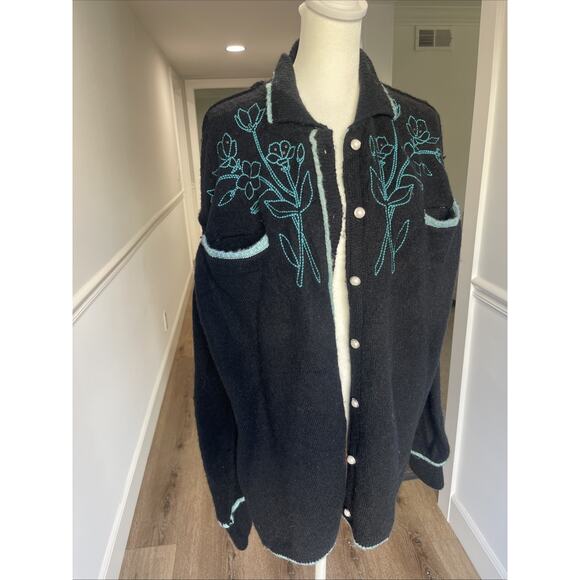 Free People Sz M Wool Blend Cardigan Cottage Core Boho Grandma Oversized Cozy - Picture 3 of 16